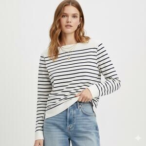 Vintage Y2K Ralph Lauren Long Sleeve Preppy Navy White Breton Stripe Shirt M